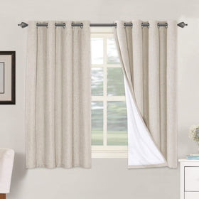 H.VERSAILTEX linen blackout curtain panel blocks light and adds privacy.