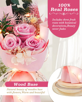 HVY preserved-rose bouquet with LED lighting enhances romantic ambiance.