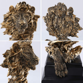 H&W Sandstone Lion desk decoration, adds focal point to study or office.