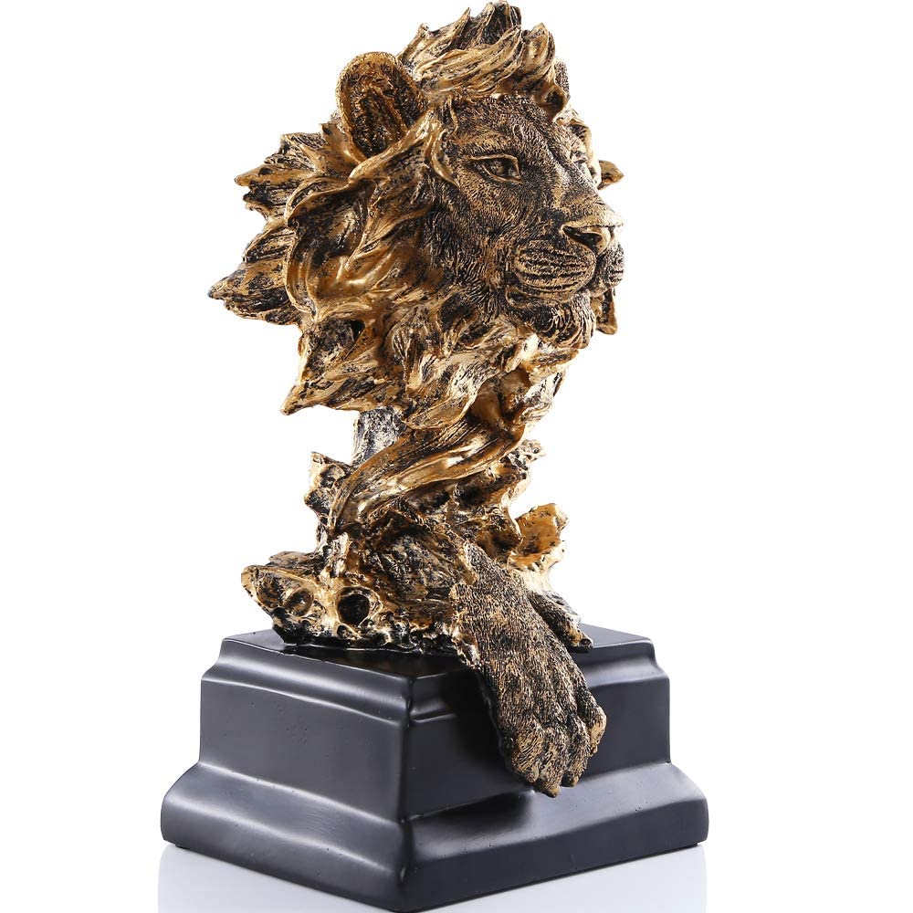 H&W Sandstone Lion side profile, regal shape for desk-worthy presence.