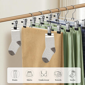 HWAJAN non-slip pants hangers clip grips without leaving marks.