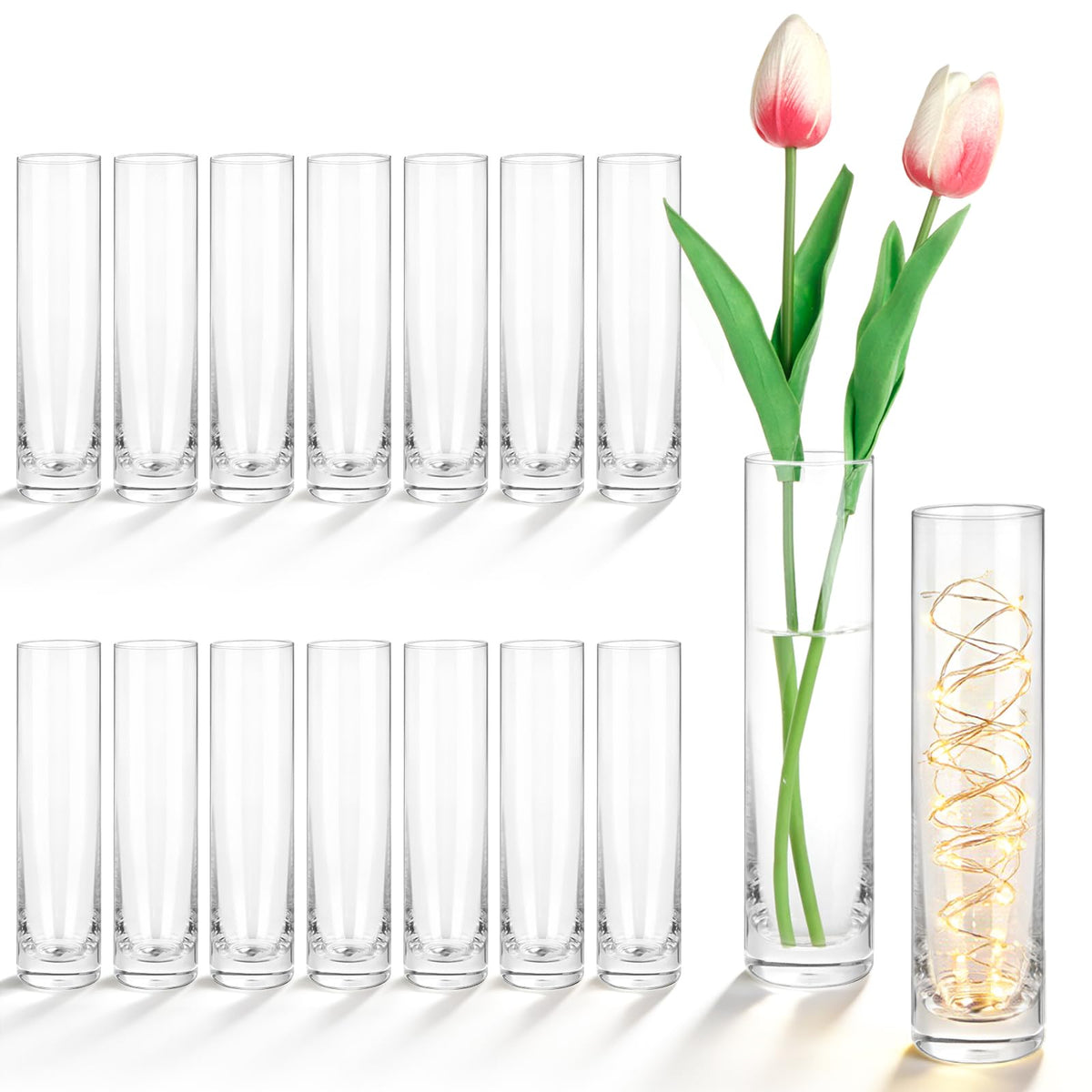 HWASHIN bud vase in clear glass ideal for 1–2 stems and modern table decor