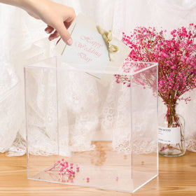 Hxezoc card box measures 10x10x5.5 inches for ample cards.