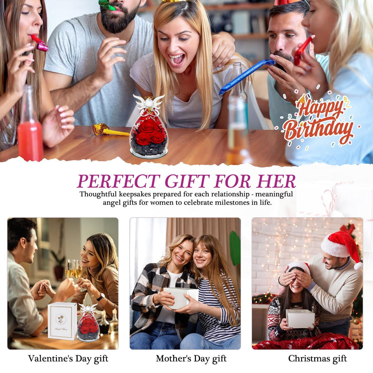 HXYALWAOHK Mothers Day angel-rose gift arrives in a gift-ready box