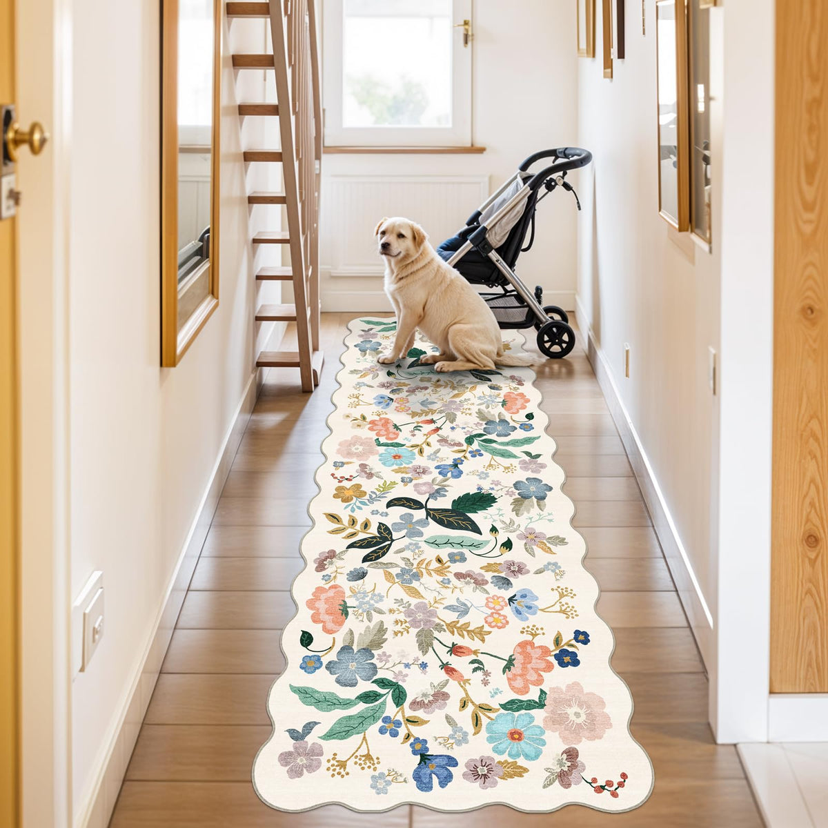 HY HAO YUN LAI 2x10 washable hallway runner rug floral pattern complements decor while hiding daily wear.