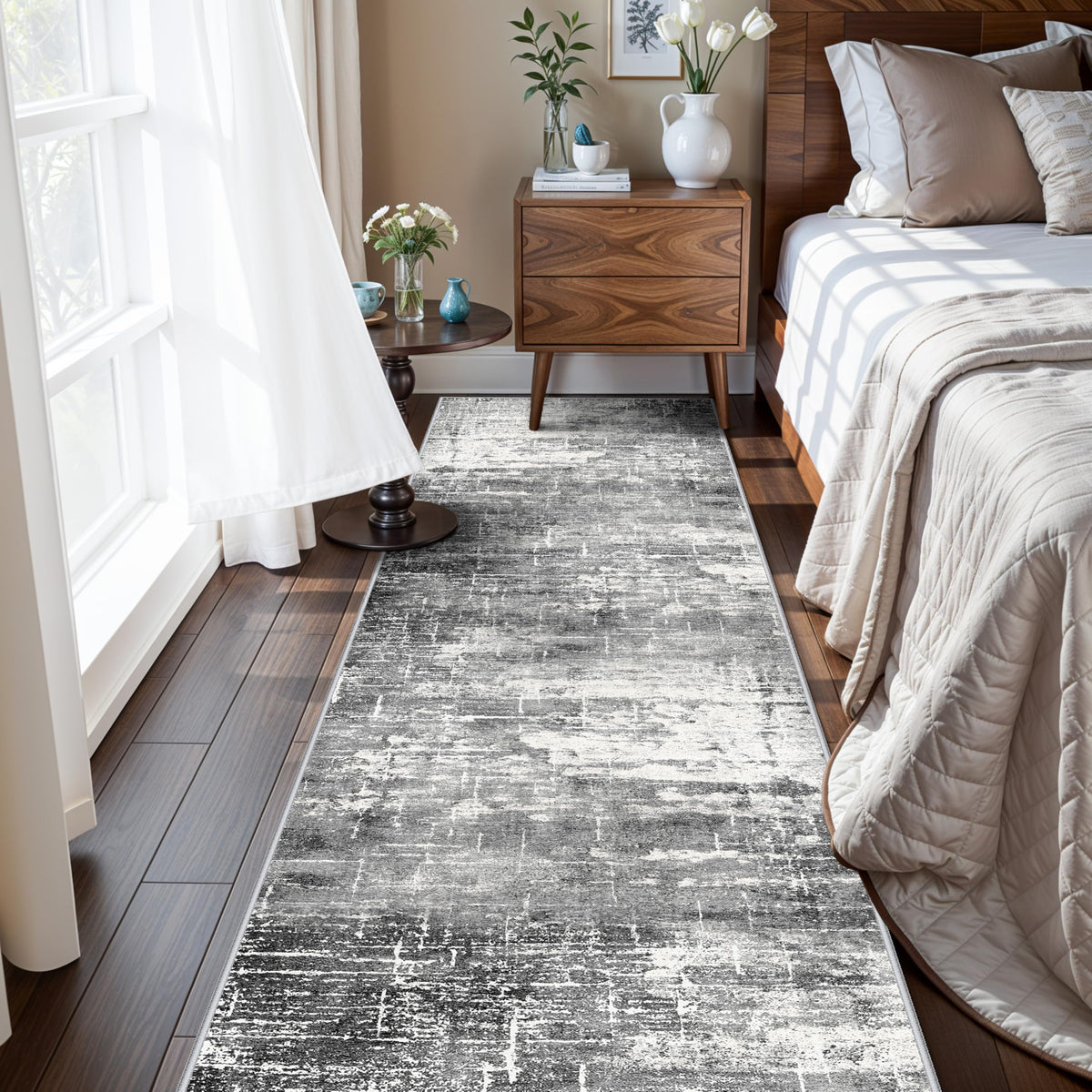 HY HAO YUN LAI 2x8 washable runner rug with abstract design, ideal for busy hallways.