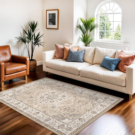 HY HAO YUN LAI 3x5 beige living room rug shows cozy texture and versatile style.