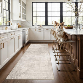 HY HAO YUN LAI 3x7 beige abstract rug shown in entryway for everyday style