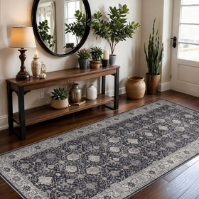 HY HAO YUN LAI entryway runner in black offers durable, high-traffic comfort.