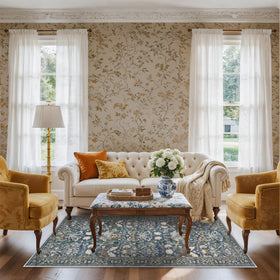 HY HAO YUN LAI floral blue 3x6 rug in living room adds cozy color