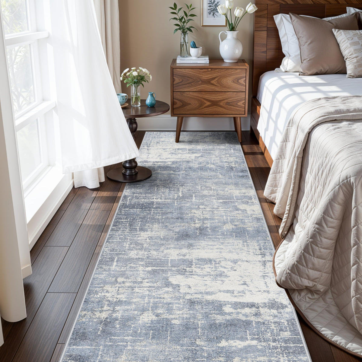 HY HAO YUN LAI hallway rug blue-ivory abstract design adds durable style