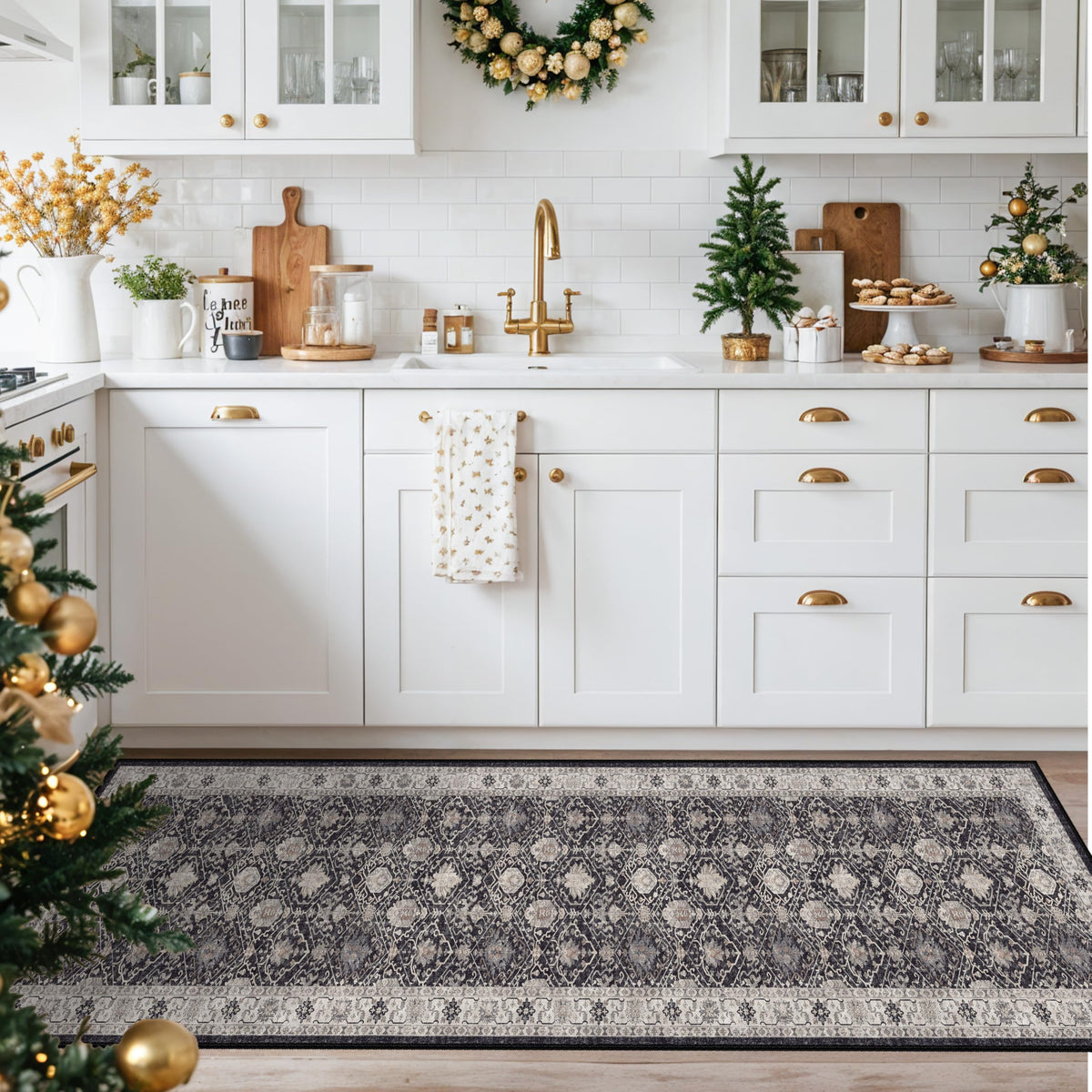 HY HAO YUN LAI rug with non-slip backing stays in place on smooth floors.