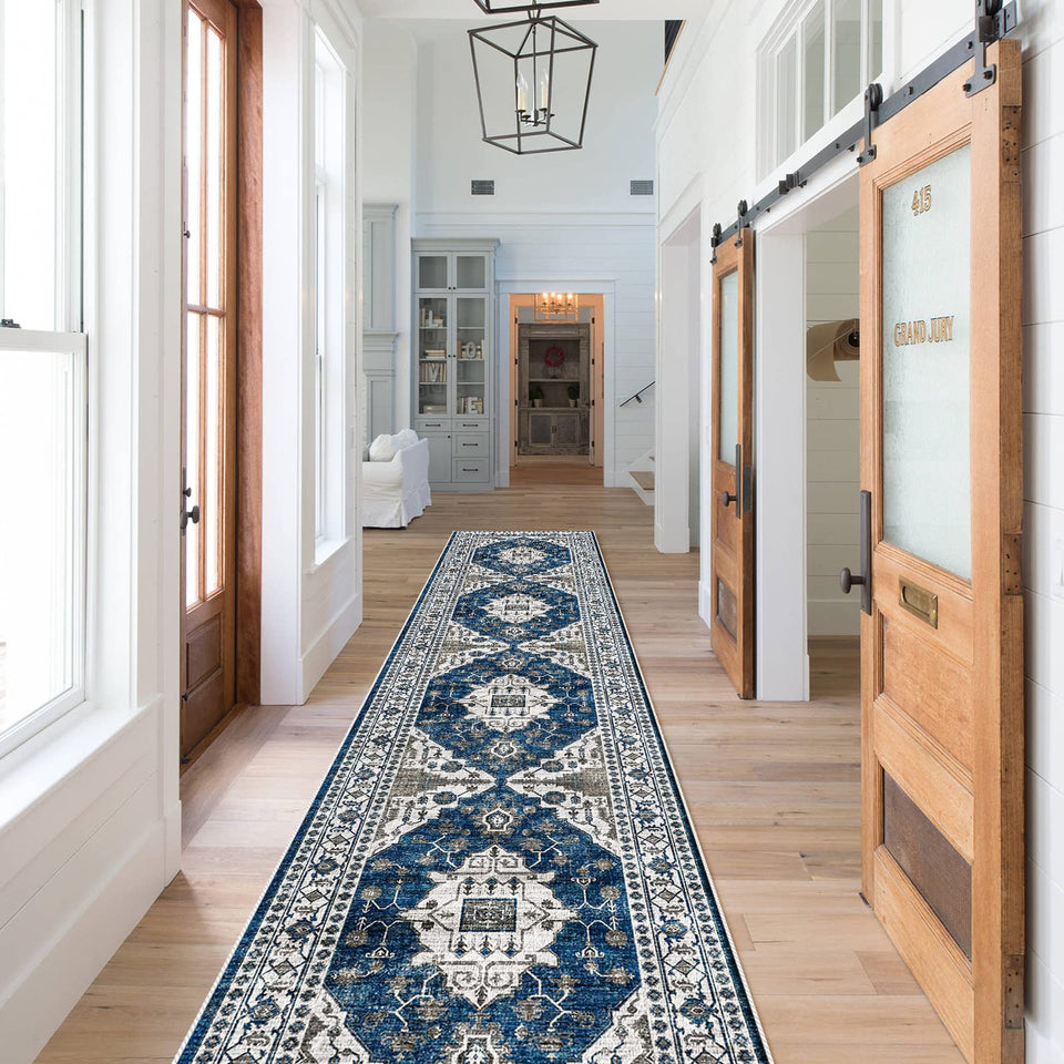 HY HAO YUN LAI hallway runner blue 2x10 weave enhances entryway comfort