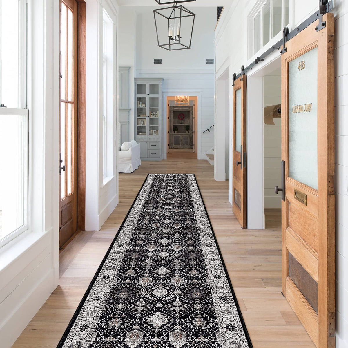 HY HAO YUN LAI hallway runner rug 2x10 in black offers non-slip protection.