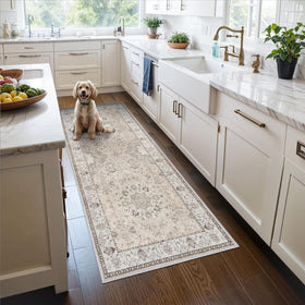 HY HAO YUN LAI hallway runner 3x6 beige with non-slip backing for safe entryways.