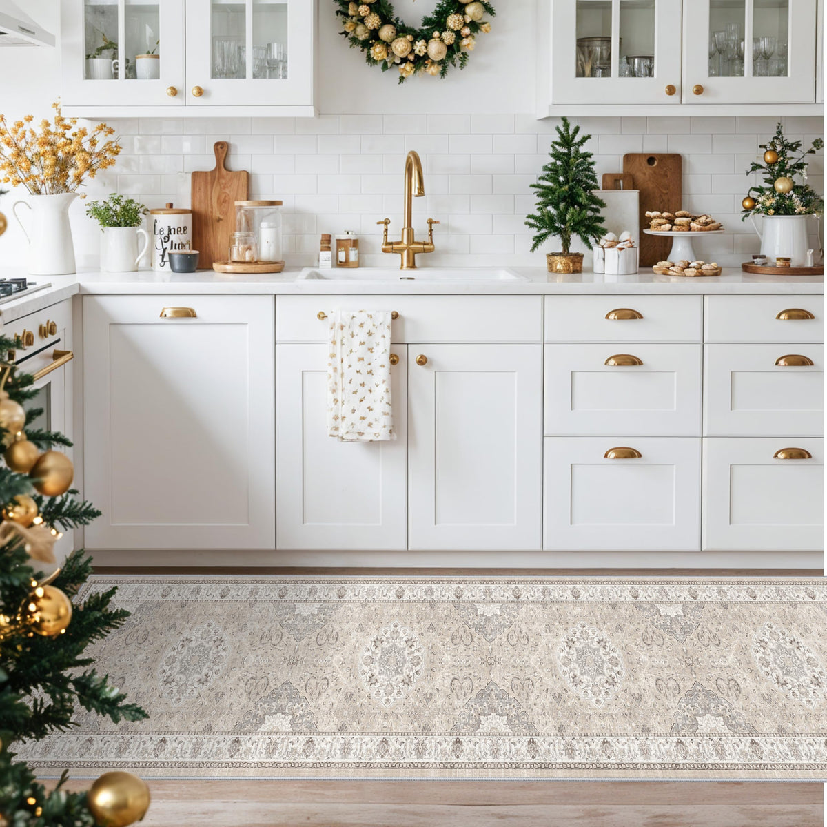 HY Hao Yun Lai vintage beige rug enhances indoor spaces with timeless charm