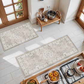 HY HAO YUN LAI kitchen runner 2x3 beige front view with soft pile