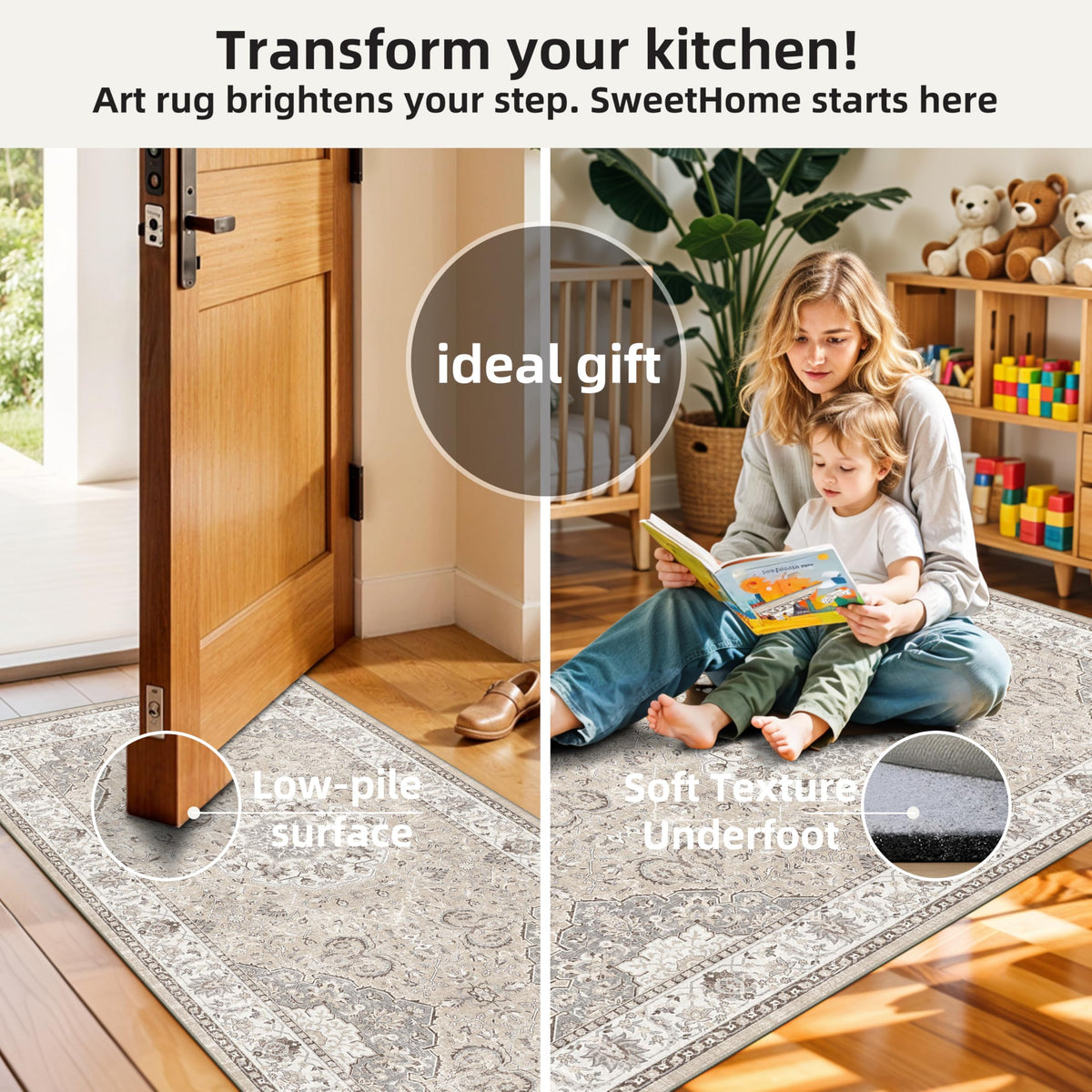 HY HAO YUN LAI kitchen runner 2x3 beige near stove area for comfort