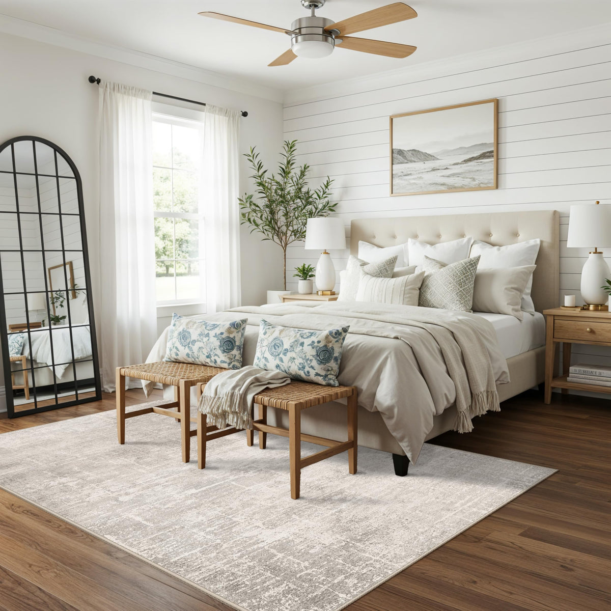 HY HAO YUN LAI living room rug 4x6 abstract beige showcases modern style and stain resistance.