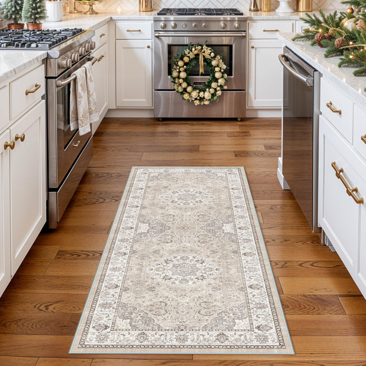 HY HAO YUN LAI non-slip backing keeps rug in place for safer high-traffic spaces.