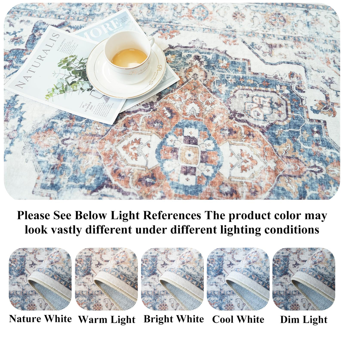 HY HAO YUN LAI 2x8 washable runner, non-slip backing, brick close-up showing secure grip