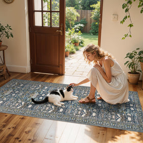 HY HAO YUN LAI rug with non-slip backing stays put on busy floors.