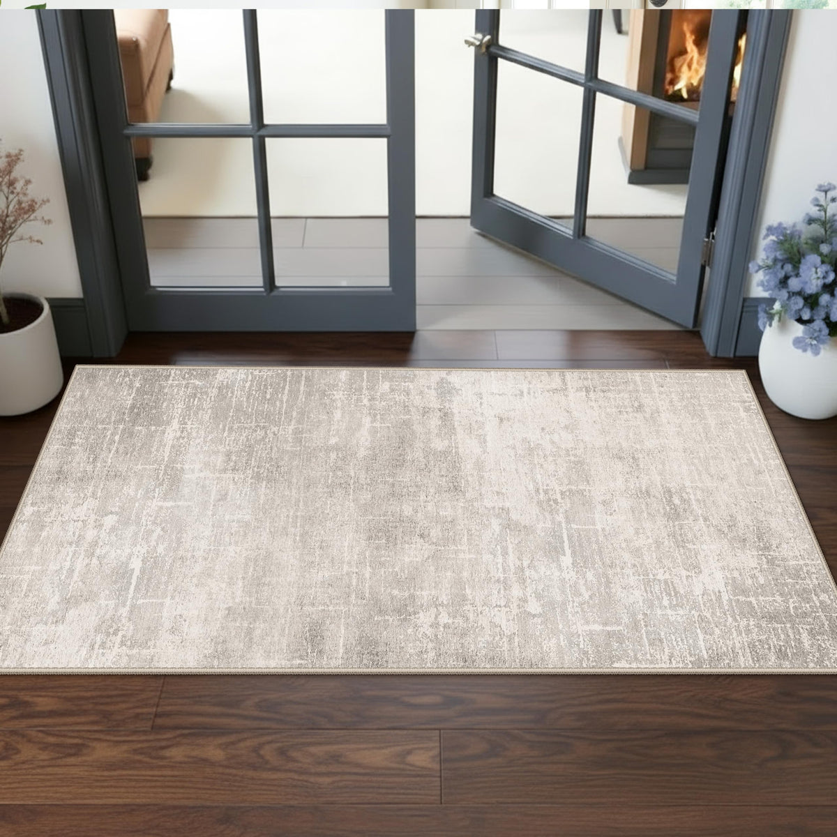 HY HAO YUN LAI washable 2x5 kitchen runner with abstract beige watercolor for living areas