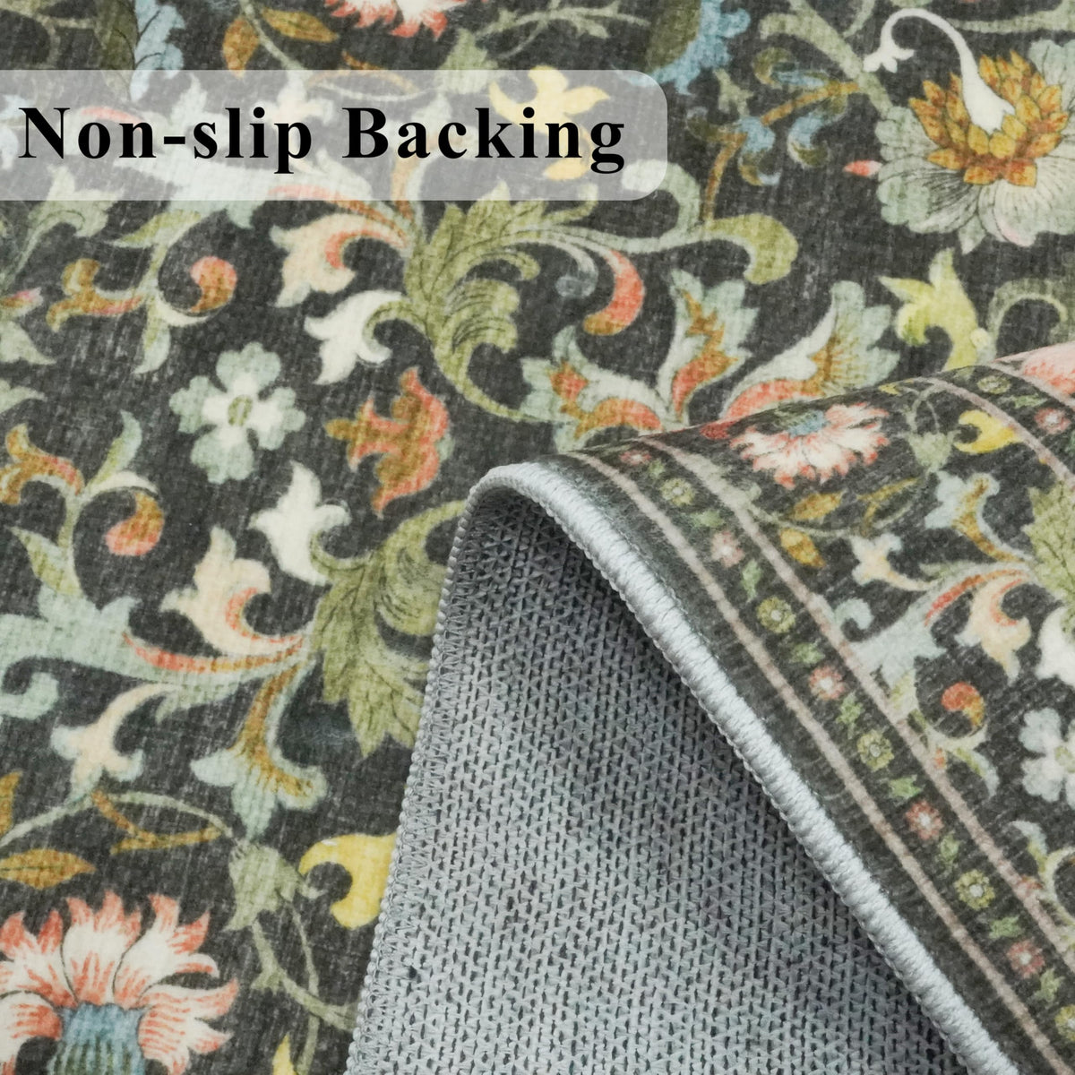 HY HAO YUN LAI green non-slip backing keeps the rug in place.