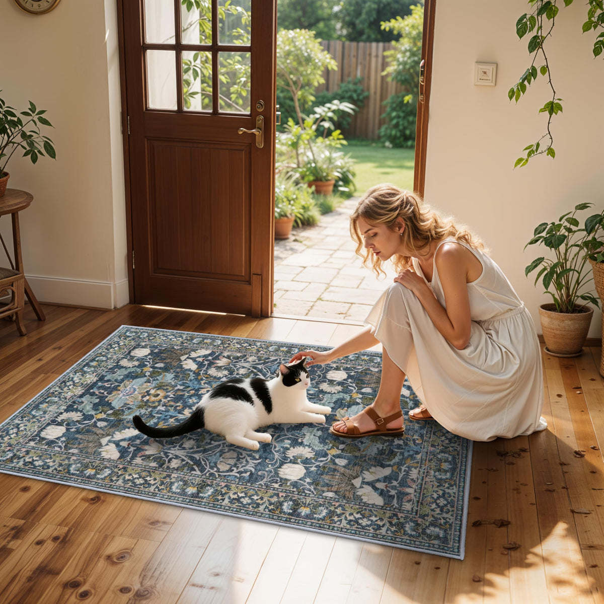 HY HAO YUN LAI low-profile rug with solid edge design for doorways.