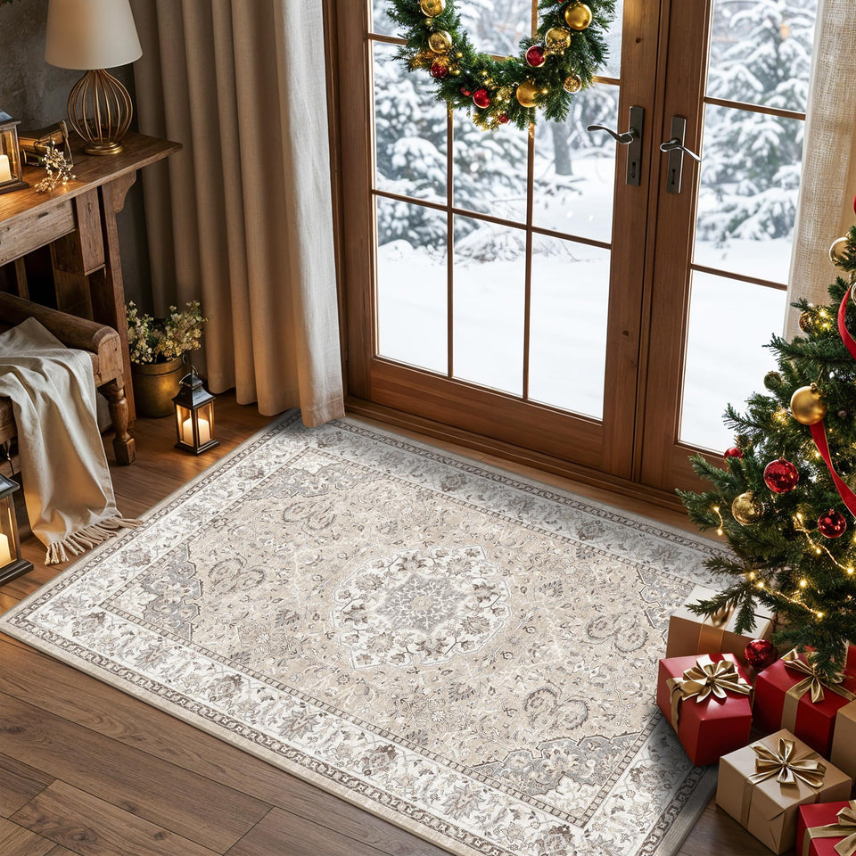 HY HAO YUN LAI washable hallway mat beige, easy-care and stain resistant for busy entryways.