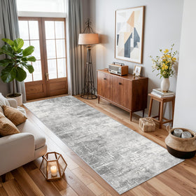 HY HAOYUNLAI Abstract 2x8 Runner in light grey complements any entryway.