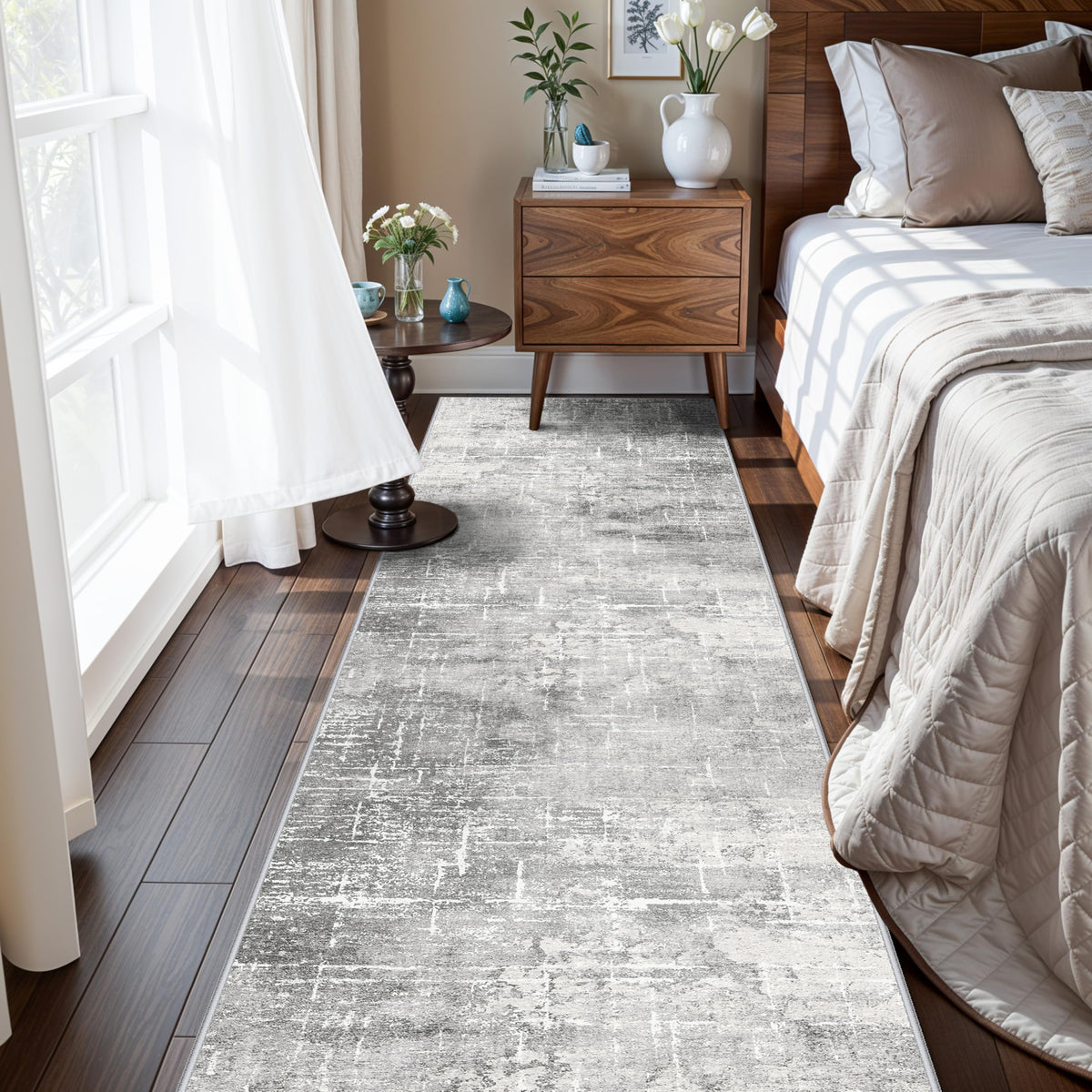 HY HAOYUNLAI Abstract 2x8 Runner with soft pile provides cozy underfoot comfort.