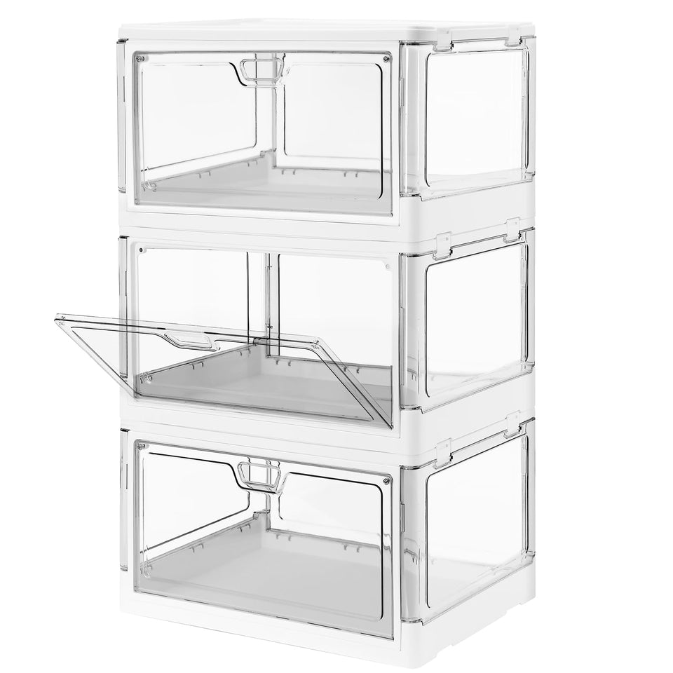 HYBRIDEAS 3-pack clear bins with lids for quick visibility and organization