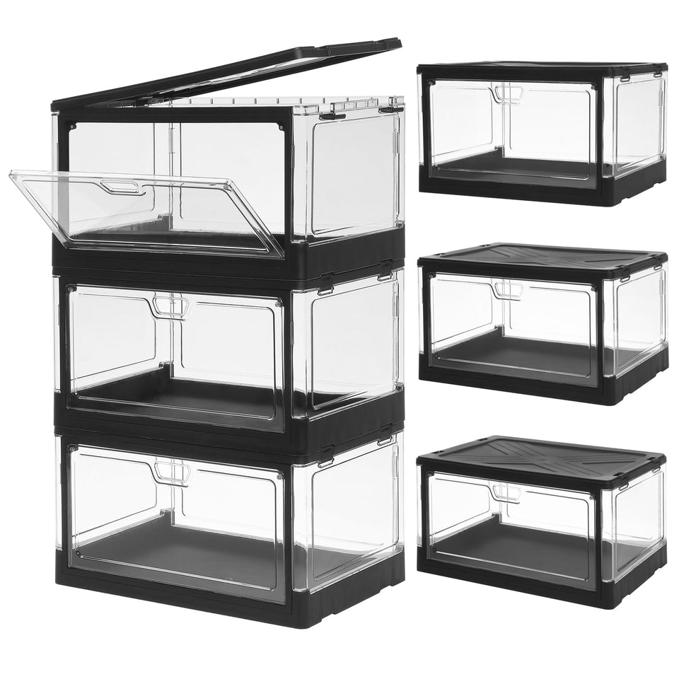 HYBRIDEAS clear panels provide quick visibility for organized contents in a storage bin.