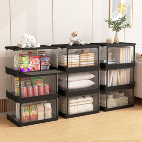 HYBRIDEAS foldable storage bin folds flat for compact, hidden storage.