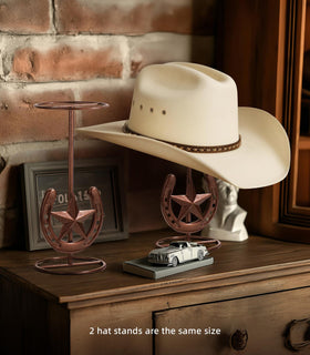 Hydermus Cowboy Hat Stand bronze-base supports hats while enhancing rustic decor for desks