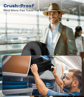 HYDERMUS hat box spacious design fits up to two hats.
