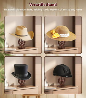 Hydermus Rustic metal hat rack stand supports multiple hats