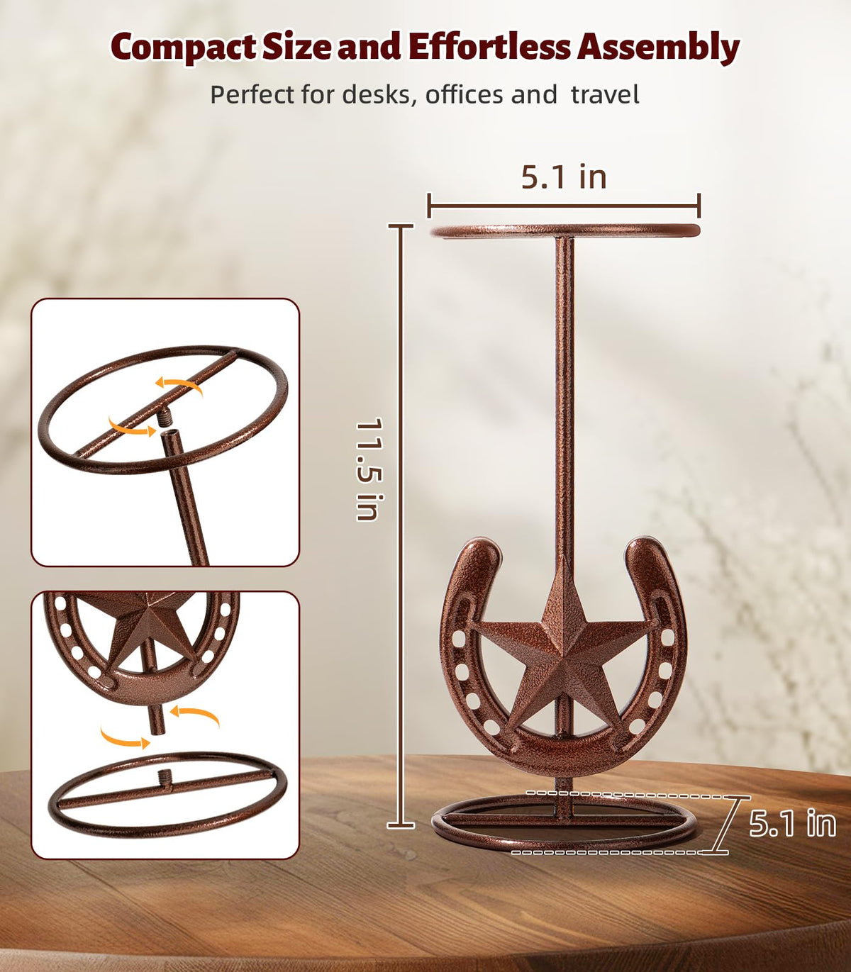 Hydermus Western horseshoe decor hat stand adds rustic character and organization