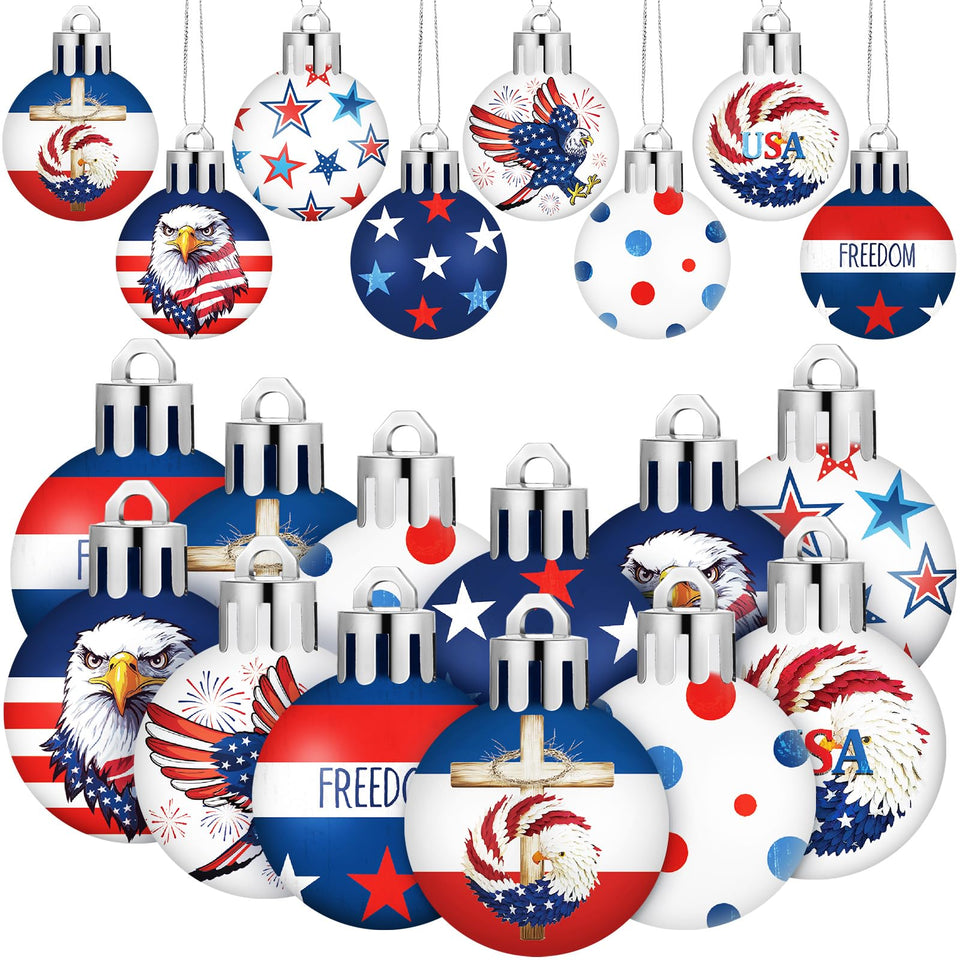 HyDren 4th of July ornament ball with eagle for patriotic tree decor