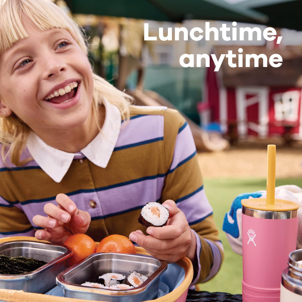 Hydro Flask lunch box has a durable compression-molded exterior to protect contents.