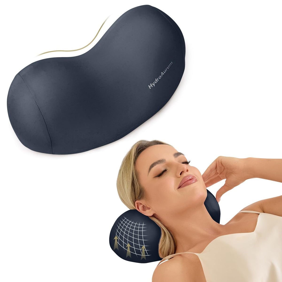 HydroAurum cervical neck pillow with wave design offers targeted neck support.