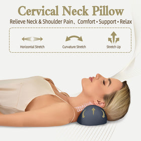 HydroAurum neck stretcher pillow provides gentle stretch for shoulder relief.