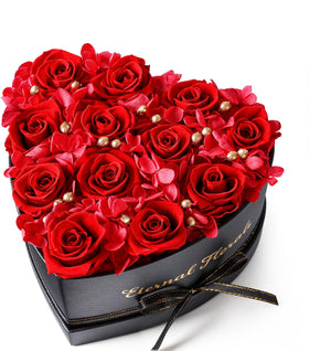 HyeFlora 12 preserved roses in a heart box for timeless gift appeal.