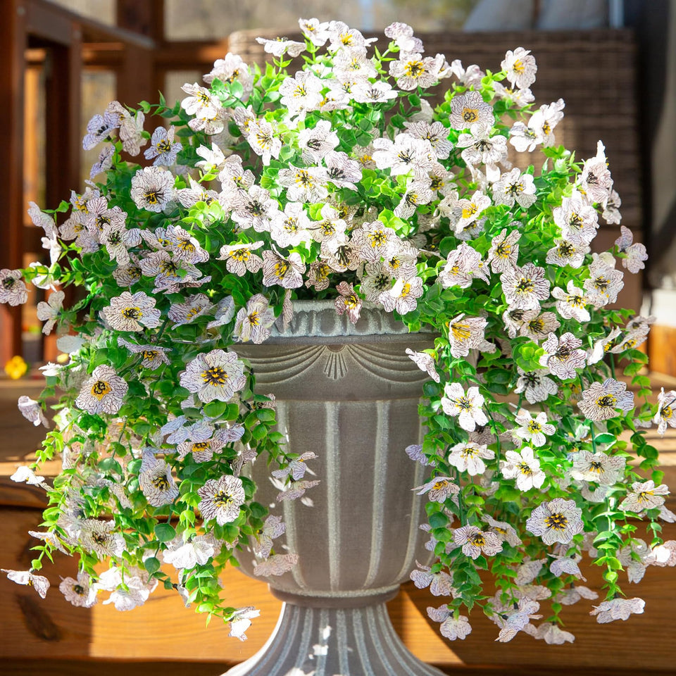 HyeFlora artificial daisies for outdoor use, two-piece set for porch display.