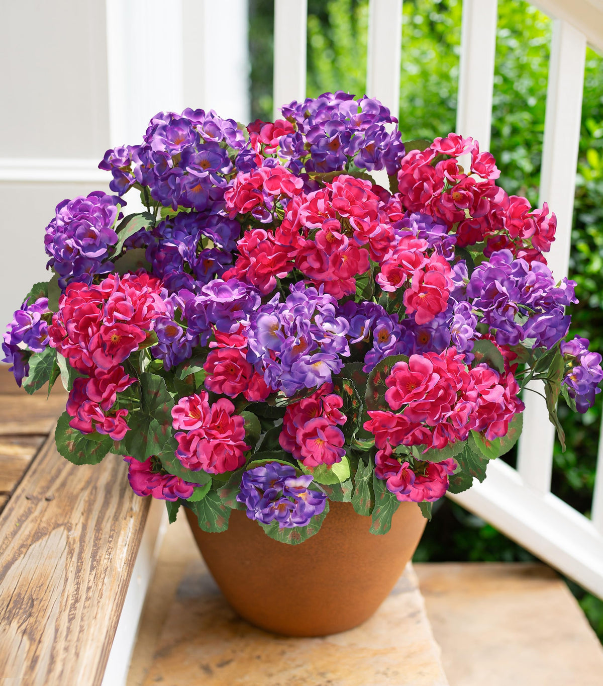 HyeFlora artificial geranium front door arch for welcoming outdoor decor.