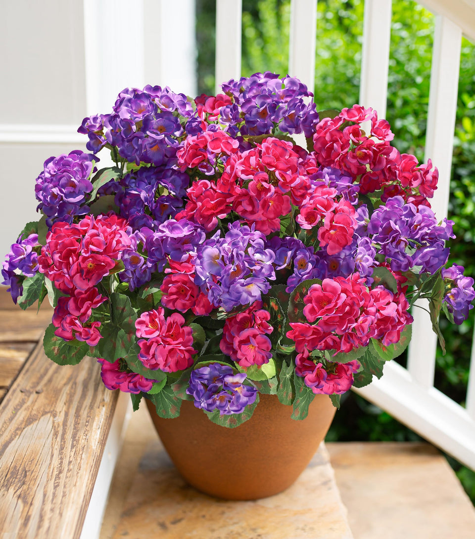 HyeFlora artificial geranium front door arch for welcoming outdoor decor.