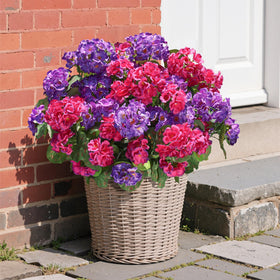 HyeFlora artificial geranium garden border with bright, durable blooms.