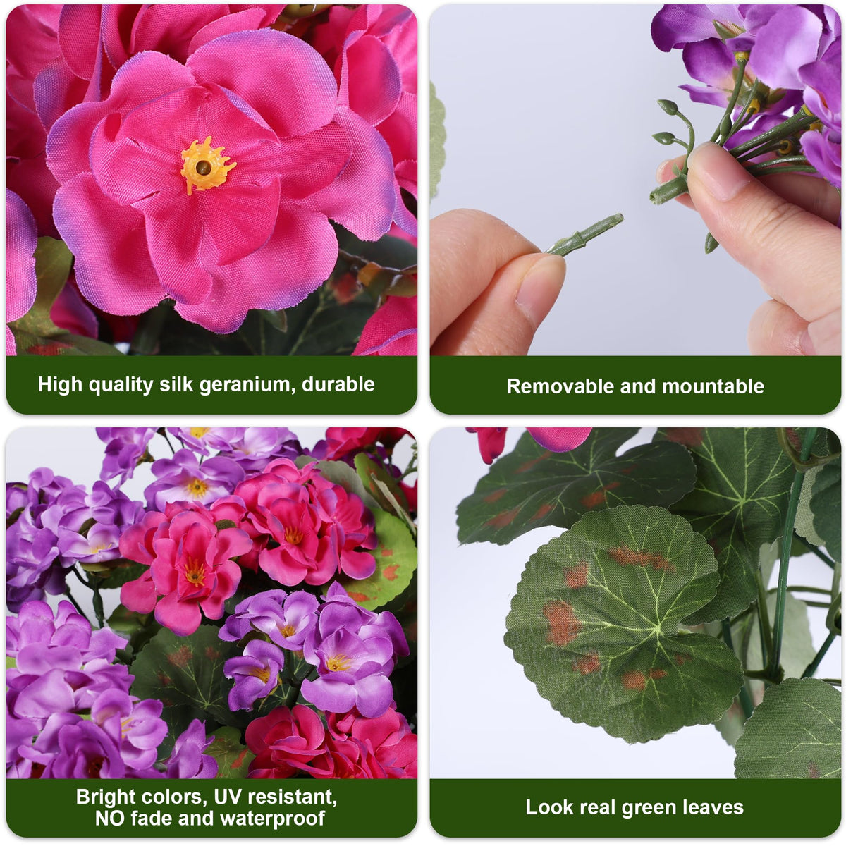 HyeFlora artificial geranium indoor living room accent with realistic texture.
