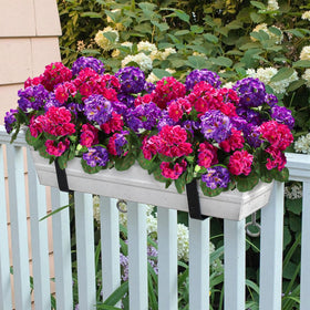 HyeFlora artificial geranium porch planter for year-round color with low maintenance.